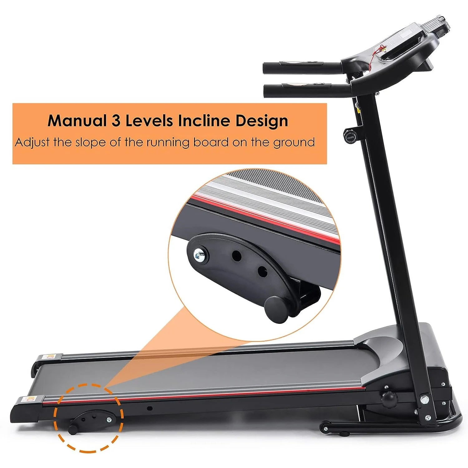 Folding Manual Incline Treadmill with MP3 Speaker 