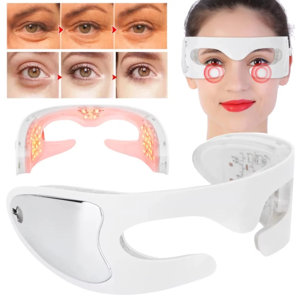 3D Anti-Aging Eye Massager Glasses, Rechargeable Red Light Led Eye Masfor Wrinkles, Puffiness, and Dark Circles