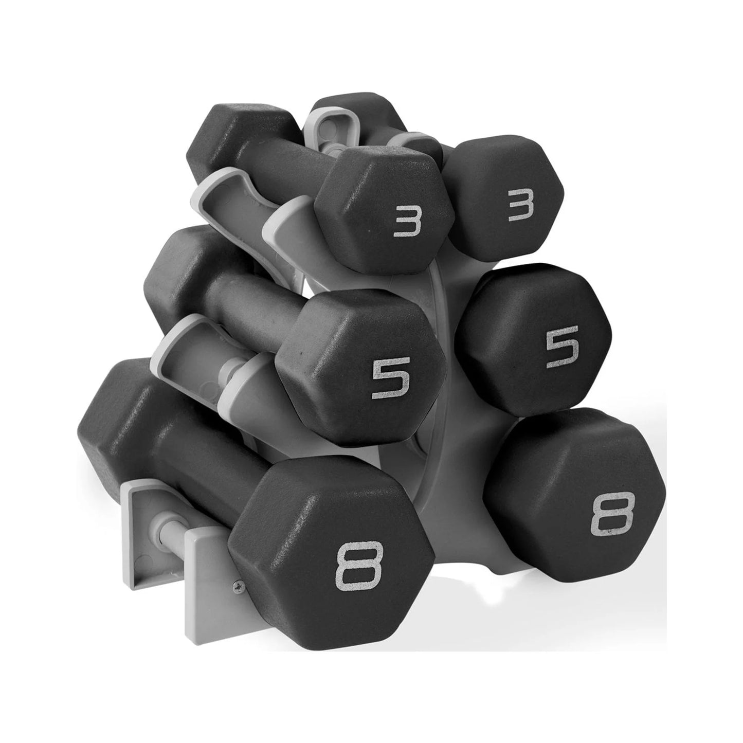 Barbell 32 Lb Neoprene Dumbbell Set with Rack, Black