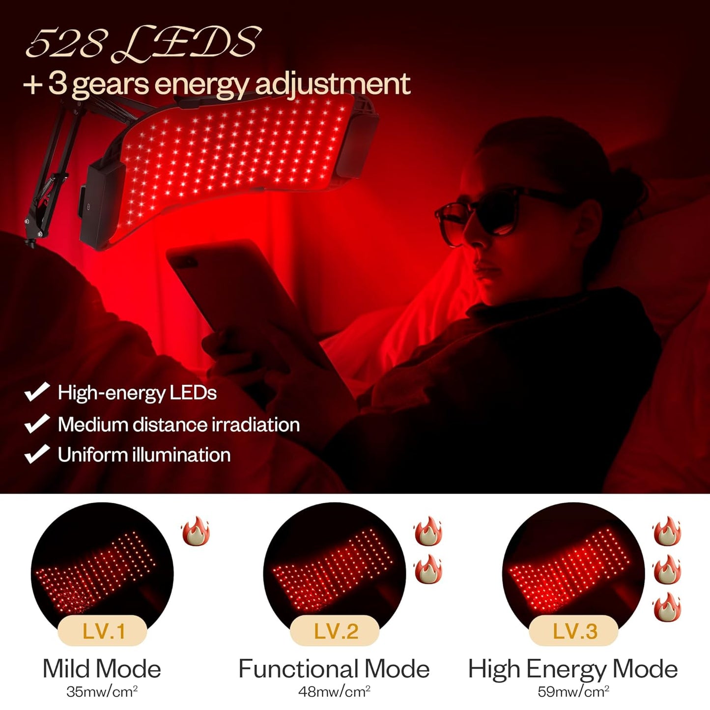 Red Light Therapy for Body and Face, 850Nm Near-Infrared Light Therapy LED 