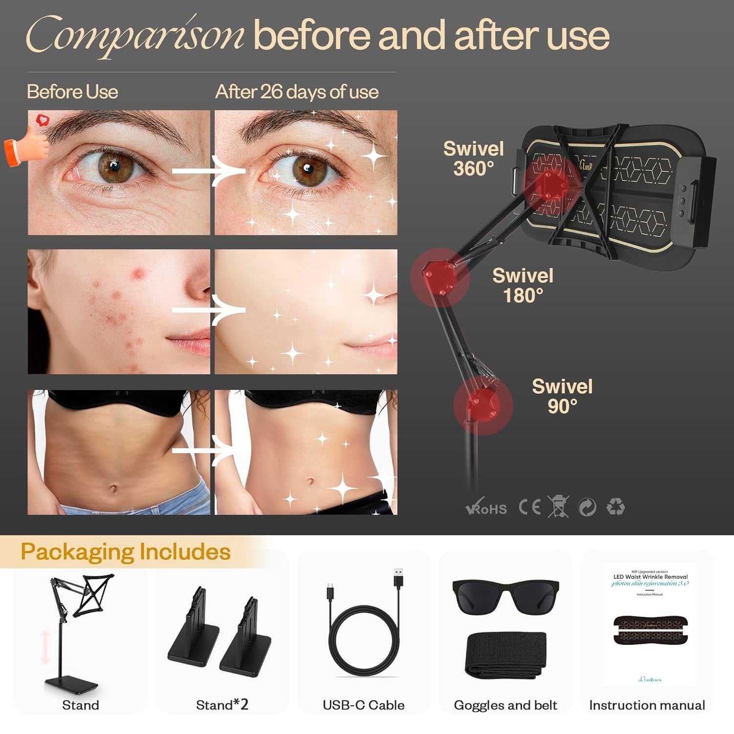 Red Light Therapy for Body and Face, 850Nm Near-Infrared Light Therapy LED 